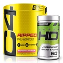 C4 Rippet & SuperHD, Thermogenic Bundle, C4 Rippet Før Trening pulver, bringebær sitronade 30 serveringer + SuperHD med Capsimax og grønn te ekstrakt, 60 serveringer