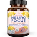 Brain Booster Gingko Biloba Supplement - Nootropics for sinn, fokus, minne, klarhet med Bacopa Monnieri, St. Johns Wort - 30 Brain Food Kapsler