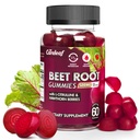 Sukkerfri Vegan Beet Root Gummies for blodtrykk, Beetroot Gummies med L-Citrulline og Hawthorn ekstrakt, fersken Flavor Beet Chews for høyt blodtrykk, 60 greve
