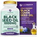 PurePremium Black Seed Oil 500mg - Økologisk Nigella Sativa frø, kaldt presset svart cumin oljeekstrakt - Hår / skinn Supplement for menn / kvinner pakke med 90 kapsler