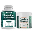 Teaveli Spirulina Chlorella Kapsler og Barley Grass Juice pulver Bundle