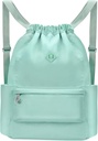 Drawstring ryggsekk med våt Pocket Gym Ryggsekk Vann-Resistant Cinch String Bag strand svømme for kvinner