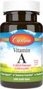 Carlson - Vitamin A, 15000 IU Palmitat (4500 mkr RAE), Visjon helse, sunn hud, 240 Softgels