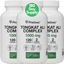 PRISTINE'S Tongkat Ali 1000mg 180 dagers forsyning (3 Pack) - Atletisk ytelsesstøtte - Lean Mass Muscle Building Herbal Supplement for menn og kvinner - Vegan, Glutenfri, Ikke GMO