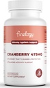 Cranberry Pills 475mg, 60 Vegan Capsules for Urinal Tract Helse & Blader Support, Konsentrert Cranberry Powder, Ikke-GMO, Sukker-fri Cranberry Supplement, 2-måneders forsyning