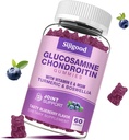 Glucosamine Chondroitin Gummies, Ekstra styrke Glucosamine Chondroitin MSM med Elderberry & Turmeric, Felles helse, Fleksibilitet, Antioksidant, Immun for voksne - 60 Blåbær Flavored Gummies