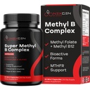 Metylert B-kompleks vitamin Supplement - Bioactive Methyl B-kompleks med 5-MTHF Metyl Folat & B12 Metylkobalamin for hjerne hjerte energi og homocystein støtte - Super vitamin B-kompleks (30 count)
