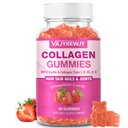 Vegan kollagen gummier for kvinner og menn - med biotin, vitamin C, & sink for hudstråling, hårvekst, sterke negler, & felles støtte, 60 greve