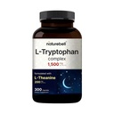 NatureBell L Tryptophan 1300mg med L Theanine 200mg, 300 kapsler aktiv gratis form, plantebasert supplement – rolig formel, støtter avslapning – ikke-GMO og ingen gluten