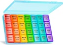 XL Large Weekly Pill Organizer 4 ganger om dagen, 7-dagers piller og organisator AM PM, Big Compartments Pill Case, Månedlig medisinorganisator 28 dagers dispenser for fiskeoljer