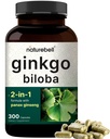 NatureBell Ginkgo Biloba 6000mg med Panax Ginseng 500mg Per Serving | 300 kapsler – Maks styrke Ginko Biloba Extract kosttilskudd - fremmer hukommelse, fokus og hjernens helse