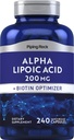 Piping Rock Alpha Lipoic Acid 200 mg 240 kapsler Plus Biotin ikke-GMO, Glutenfri Supplement