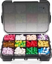 Fullicon Daily Travel Moisture Proof Pill tilfelle med 12 ekstra stor sammenlikning, Pilleorganisator med 3 sikrede spennere, store kosttilskudd boks for vitamin med bevegelige dividatorer (svart)