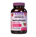 Bluebonnet EarthSweet Metylfolat 800 mcc Cellular Active Coenzyme 5-MTHF L Metyl Folat Supplement - Prenatal & Energi Support* - Ikke-GMO, Vegan, Glutenfri - Bringebær - 90 Chewable tabletter