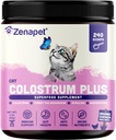 ZENAPET Cat Colossrum Plus Premium PowderTopper, Immun & Digestiv Helse Supplement, 240 Services (8-måneders forsyning), støtter hud og Coat, laget i USA