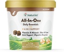 NaturVet All-in-One Hund Supplement - for felles støtte, Digestion, hud, Coat Care - Hunde Multivitaminer med Mineraler, Omega-3, 6, 9 - Hvetefri vitaminer for hunder - 60 Soft Chews