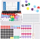 Swpeet 307 Pcs Molekylær Modellsett for organisk og uorganisk kjemi - Kjemi Molekylær modell Student og lærer sett - 126 Atoms & 30 Orbitaler & 150 Links & 1 Kort link fjerningsverktøy