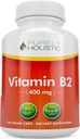 Rent holistisk vitamin B2 Riboflavin 400mg - 240 Vegankapsler, 8 måneders forsyning - høy styrke B2 vitaminer - Ikke GMO & Glutenfri - støtter energiproduksjon og cellulær helse