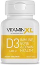 OmegaXL VitaminXL D3 høy potens daglig vitamin D 5000 IE 125mcg immunstøtte Supplement - fremmer sunn muskelfunksjon og sterke bein - ikke-GMO, Glutenfri - 30 Softgels