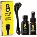 Beard Club Derma Roller, vekstolje og rengjøringssprøyte for ansikt, kropp og skalp - Mikronødvendig for menn og kvinner med 540 Titan Microneedles