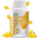 vitamin D3 K2 Supplement med MCT olje, vitamin D3 5000 IU og K2 100 mhg Softgel, bein og hjerte helse støtte Supplement, glutenfri - 90 Count Softgels