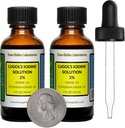 Lugol iodin / 2% løsning / 2 Oz i to Amber glassflasker / gratis droppers / USA