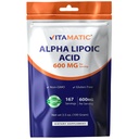 Vitamatic Pure Alpha Lipoic Acid (ALA) 600 mg Per Servering - 167 Serveringer - Ikke-GMO & Glutenfri