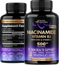 Niacinamide 500 mg - Vitamin B3 Flush-fri Form Niacinamid Supplement - sunn klar hud og antioksidant støtte - med sink og vitamin C - Lab testet, Vegan & NON-GMO - laget i USA - 120 kapsler