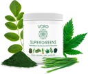 VORG SuperGreens - #1 Grønn Superfood pulver med klorella, Barley Grass, Moringa, Kelp, Spirulina, Wheatgrass - 100% økologisk - Probiotika, Fiber & Enzymer (1 ukes forsyning)