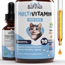 Cat Multivitamin - Fremmer sunn hud & Coat, felles støtte, lang levetid og mer - Kattvitaminer - Katttilskudd og vitaminer - Kattvitaminer for innendørs katter - Kitten Vitaminer - Katt Immun Support - 1oz