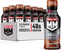 Muskelmelk Pro Avansert ernæringsprotein Shake, Knockout sjokolade, 14 Fl Oz flaske, 12 pakke, 40g protein, 1g sukker, 16 vitaminer og mineraler, 6g fiber, trening utvinning, emballasje May Vary
