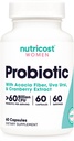 Nutricost Probiotic for kvinner 60 milliarder CFU, 60 kapsler, kompleks med Acacia Fiber, Uva Ursi, & Cranberry Extract - Ikke-GMO & Glutenfri