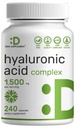 Deal Supplement Hyaluronsyre Supplements 1.500 mg – 240 kapsler, med MSM & Vitamin C – ren 95% Ikke-GMO + Plant Basert HA – støtter sunne ledd, bein, bindevev, & hud Hydration