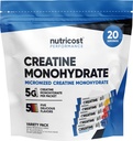 Nutricost Kreatin Monohydrat pulver Varierte Stickpacks (5 Flavors, 20 Serveringer) - Mikronisert, 5 gram kreatinmonohydrat per pakke