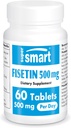 Supersmart - Fisetin 500mg per dag (Easy-to-Take) - 98% Pure Fisetin Supplement - Meget Biotilgjengelig Polyphenol - Potent Senolytisk aktivator | Ikke-GMO & Glutenfri - 60 tabletter