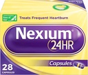 Nexium 24HR Acid Reduser Heartburn Relief Kapsler for hele dagen og all-Night beskyttelse fra hyppig hjertebrann, Heartburn medisin med Esomeprazol Magnesium - 28 greve