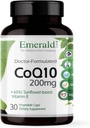EMERALD LABS CoQ10 200mg - Premium velvære Supplement med naturlig vitamin E - støtter antioksidant, sirkulasjon, energi og hjerte helse - 30 kapsler (30-dagers forsyning)