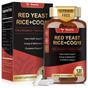 Rød Yeast Rice 2.000mg med CoQ10 Supplement - Citrinin gratis ekstrakt rød yeast Rice kapsler med CoQ10 100 Plus Citrus Bergamot - Kolesterol senking kosttilskudd 3rd-party testet vegansk ikke-GMO
