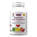 ANDREW LESSMAN Andrews fem favoritter 30 kapsler - gir 200 mg Hver av Coenzym Q-10, Resveratrol, EGCG, Pomegranat og Alfa Lipoic Acid, Kraftig Anti-Oksydant støtte, Ingen additiver