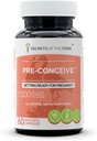 Hemmeligheter av Tribe Pre-Conceive, 60 kapsler, 1000 mg, Vitex, rød bringebær, svart cohosh, rød Clover, hvit peony, Shatavari. Klar for graviditet 60 kapsler