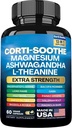 Corti-Soothe Cortisol Supplement,Magnesium Glycinate 200mg L-Theanine 150mg Ashwagandha 150mg Fosfatidyserin Cortisol Manager Lions Mane Ginkgo Biloba Bacopa Monnieri Valeri Root(60 Caps)