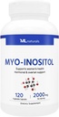 ML Naturals Myo-Inositol 2000 mg 120 grønnsaker kapsler, NSF-sertifisert og cGMP-kompliant