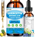 Quercetin med C-vitamin og sink - Quercetin flytende dråper - Quercetin med Bromelain - Zinc Quercetin - immunstøtte Supplement for pustende helse og kroppens respons på anledningsallergier