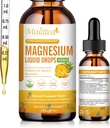 Magnesium flytende dråper - høy absorpsjon 5-i-1 magnesiumkompleks Supplement med magnesiumglucinat, malat, Citrat, Taurate - for ben, muskler, Nerver og energi - Vegan, sukkerfri, 2 fl.oz