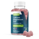 Viteey Kalsium Magnesium Sink Gummies med vitamin D3 - støtter bein helse, nerve og immunfunksjon - Kalsium Magnesium Sink D3 for voksne og tenåringer - GMO gratis - Chewable Raspberry Flavored Gummy