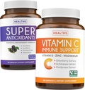 Antioksidanter og immunstøtte (2-måneders forsyning) Immunvitalitetsblanding - Super Antioksidanter - Kraftig Super Food Daglig blanding (120 Caps) & Immune Support Supplement med eldrebær vitamin C og sink