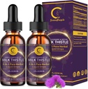 (2 pakke) Melk Thistle flytende dråper for lever rengjøring Detox & Repair, Melk Thistle Supplement med Dandelion Root, Artichoke & Turmeric for lever støtte og immun helse, Vegan, Ikke-GMO, 4 FL OZ