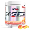 EHP Labs OxyScreed Pre Workout pulver - Preworkout pulver med L Glutamin & Acetyl L karnitine, Energiforbedret drikke - Peach Candy Rings, 60 Serveringer