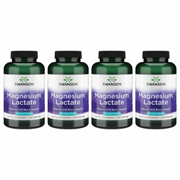 Swanson Magnesium Lactate - Mineral Supplement som fremmer muskel- og beinhelsestøtte - Lactate Free Lactate Mineral Form for Gentle Absorpsjon - (120 kapsler, 84 mg hver) 4 Pack