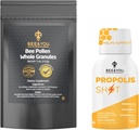 Bee og du propolis skutt 12 flasker og bee pollen bundle, naturlig kosttilskudd, bipropolis, antioksidanter, proteiner, vitaminer, aminosyrer, for voksne, kvinner, meg